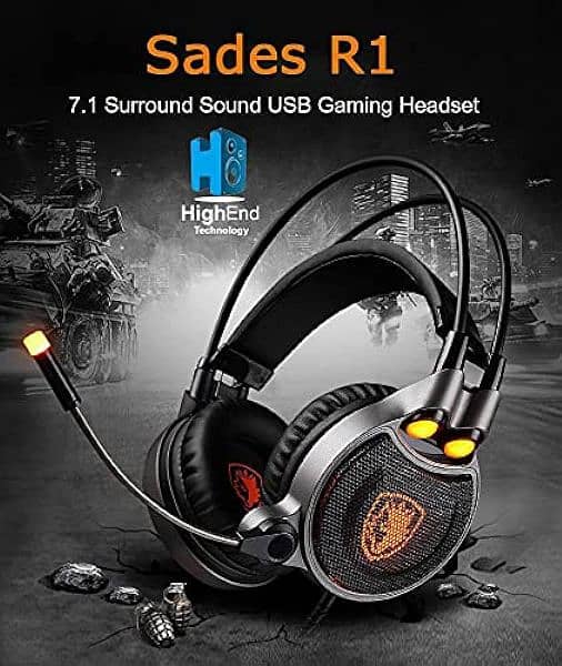 SADES R1 USB 7.1 +Vibration Surround Gaming Headset Mac Laptop Support 2