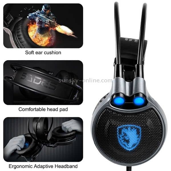 SADES R1 USB 7.1 +Vibration Surround Gaming Headset Mac Laptop Support 3