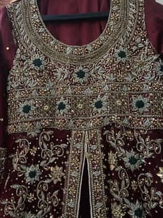 bridal dress in maroon color