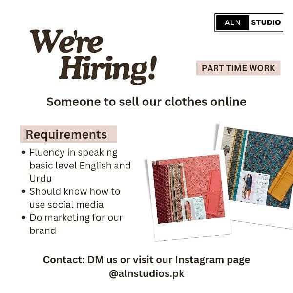 Online cloth seller required 0