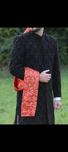 Black velvet sherwani