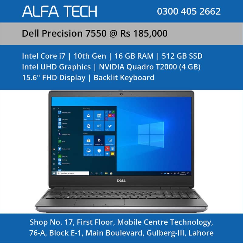 Dell Precision 7550 Laptop (i7-10th-16-512-15.6”-FHD-4GB) - ALFA TECH 0