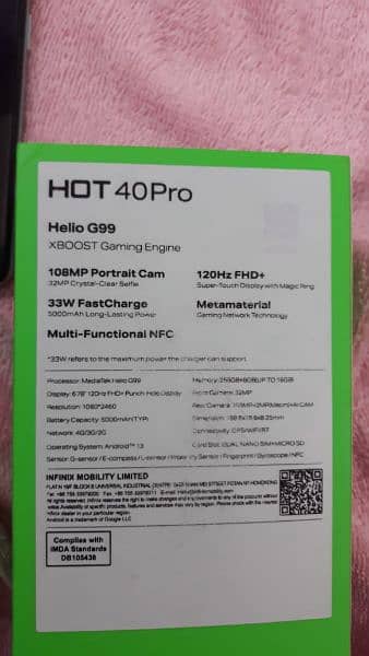 infinx HOT 40 pro 16/256 GB Argent sale 3