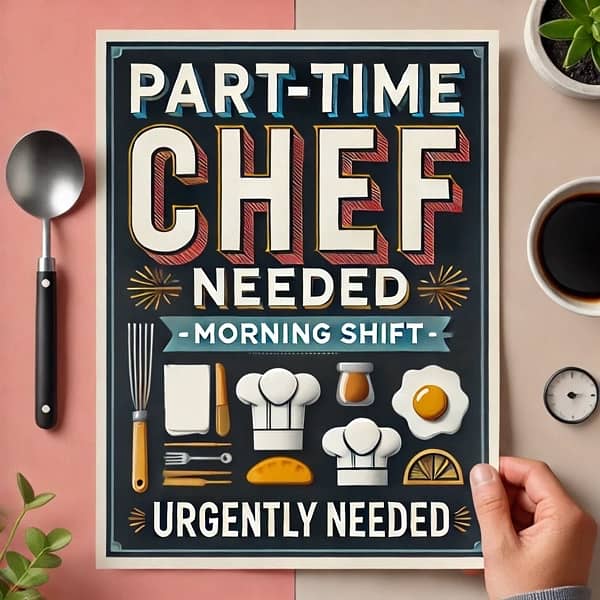 Expert Chef needed part-time Morning from 9am 0