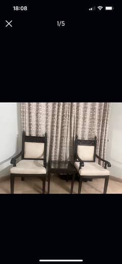 2  chairs with table