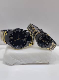 Couple's Black & Gold Chain Watches