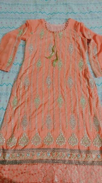 Peach color 3piece suit fancy embroided [used] 4