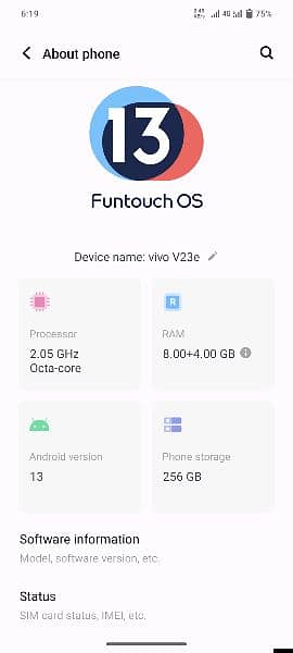 vivo v23e 8+8ram 256gb memory 4