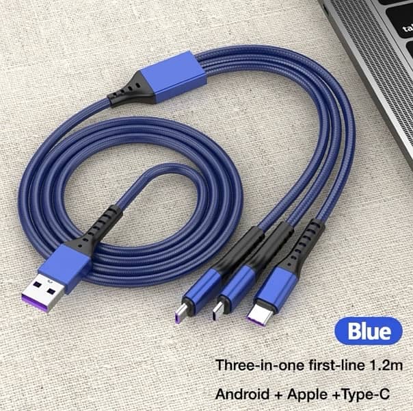 3 in 1 charging cable usb micro , usb type c and usb lightning 1