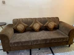 5 seater premium sofa set in brown colour a big square table 0