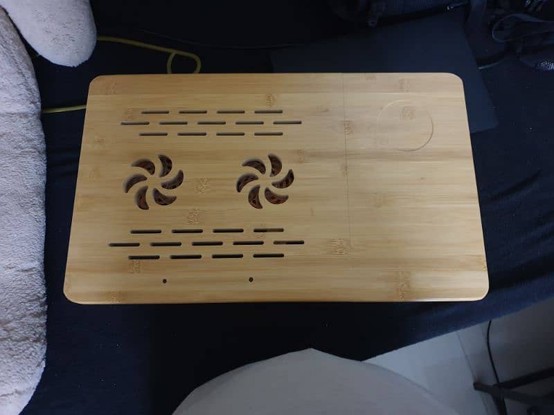 Laptop Dual Fan Table with Box (Wooden) 0