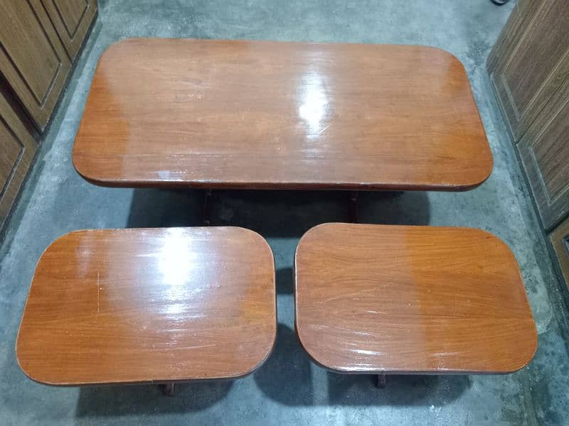 Three piece wooden table set 2