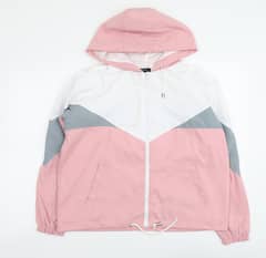 Pink Hooded Contrast Block Windbreaker