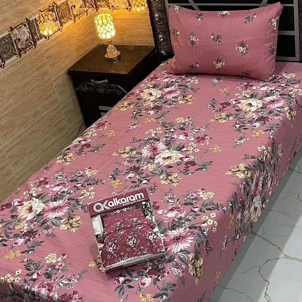 4 pcs cotton Salonica Printed Single Bedsheet 0