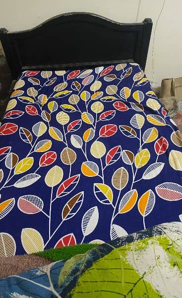 pure wooden single bed with mattress in good condition 1