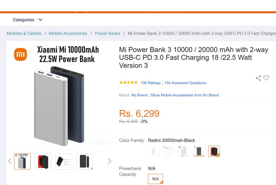 Mi Power Bank 3 10000 / 20000 mAh with 2-way USB-C PD 3.0 Fast Chargi 1