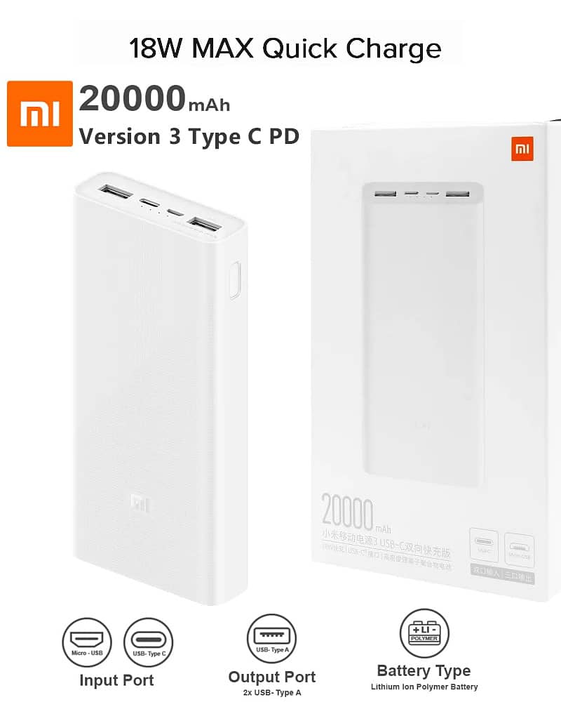 Mi Power Bank 3 10000 / 20000 mAh with 2-way USB-C PD 3.0 Fast Chargi 7