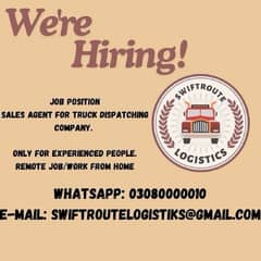 Sales agents required for Truck Dispatching company work from home