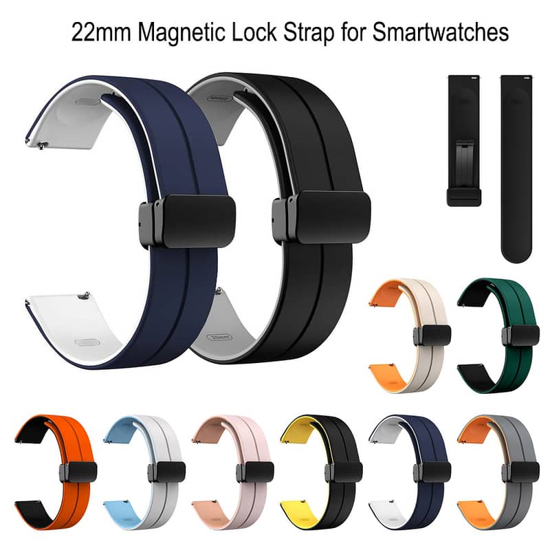 22mm smart watch straps magnetic Two color Lock Silicone Strap Band f 1