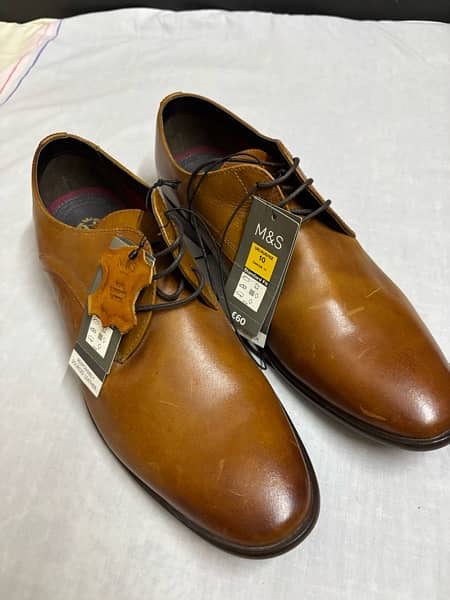 M&S Pure Brown Leather Formal Shoes 1