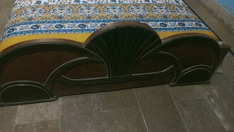 bed with mettres wooden bed good condition 1