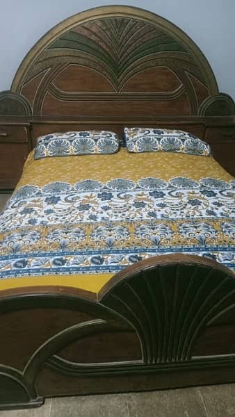 bed with mettres wooden bed good condition 2