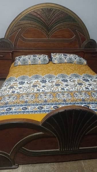 bed with mettres wooden bed good condition 3