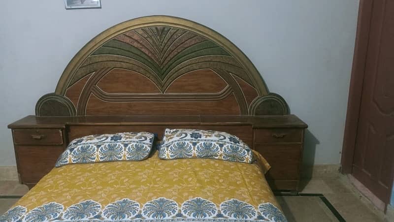 bed with mettres wooden bed good condition 4