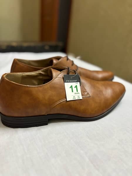 PRIMARK BROWN LEATHER SHOES 2