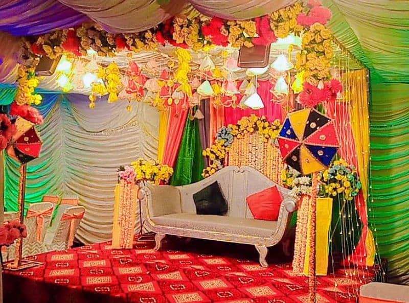 mehndi,birthday decor, Flower Decor, stage, Sound System, Lights 3