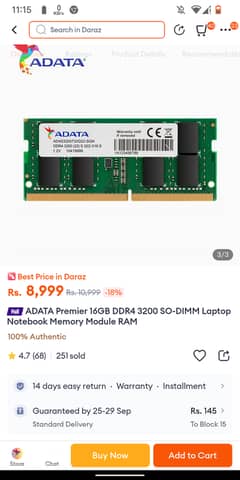 Adata 16GB DDR4 Ram