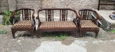 wood sofa and tea table