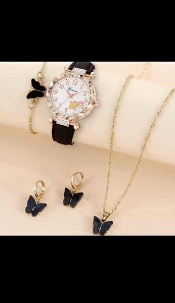 Black Butterfly Women's Watch Set 0