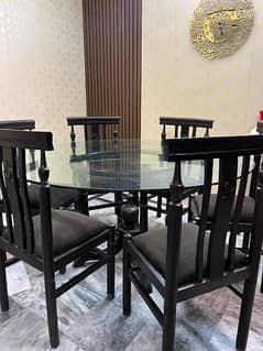 6 Seater Round Glass Dining Table