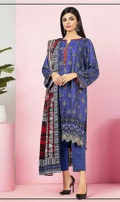 3Pcs women,s unstitched viscose printed suit