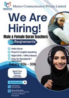 Hiring Female & Male  Quran Teachers