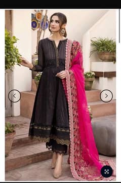 Maryum N Maria Embroidered Black Frock with Chicken Kari work