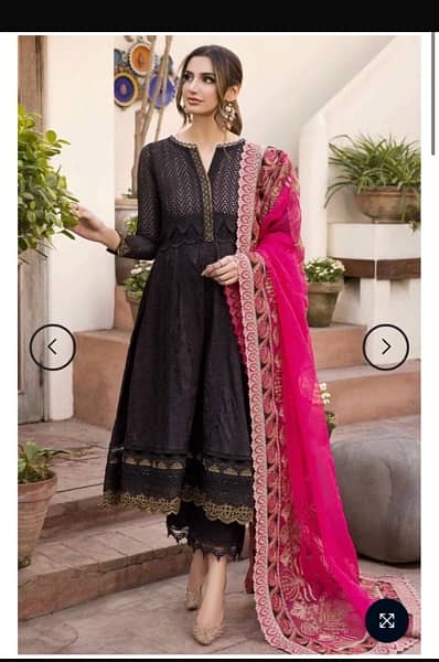 Maryum N Maria Embroidered Black Frock with Chicken Kari work 0