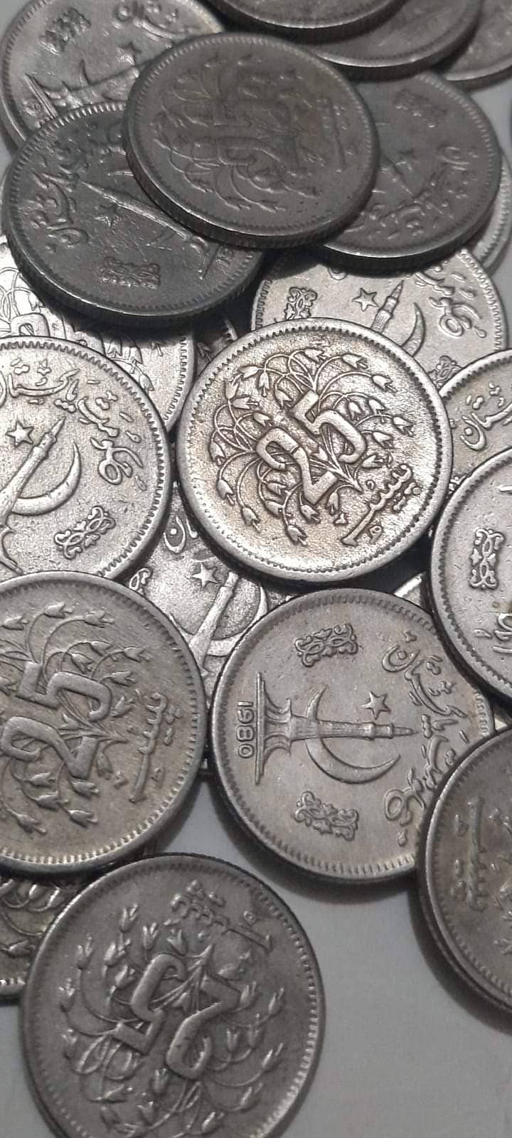 pakistani old coins Quarter Rupee and 25 paisa, 1948 to 1998 2