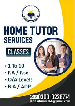 Home Tutor for any Class, English and for CSS/PMS.