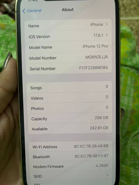 Iphone 12Pro PTA Approved 256GB With Box 3