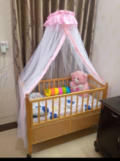 Wooden Baby cot for sale with materss