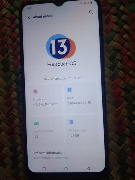 Vivo y33 S 8 plus 4GB RAM 128gb memory full books panel change 7