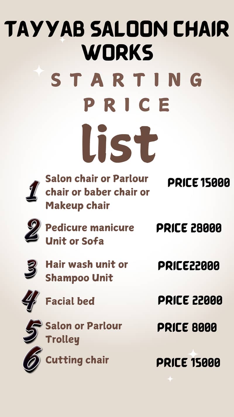 Saloon Chair/Parlour Chair/Facial Bed/Hair Wash Unit/Pedicure/salon 18