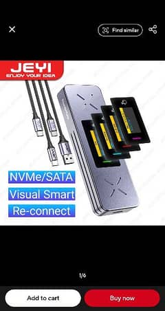 SSD Enclosure JEYI Visual Smart M. 2 NVMe /SATA USB 3.2, Gen 2 10Gbps