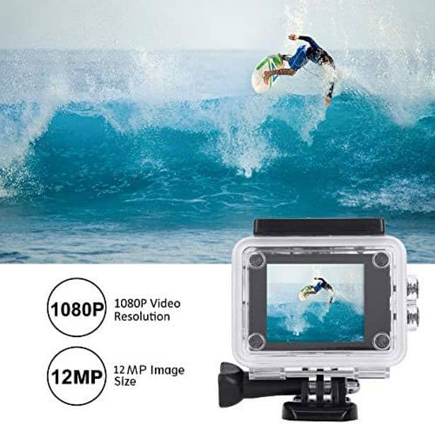 HD 1080P Sports Camera, Waterproof 140° Wide Angle LCD HD Screen, 2