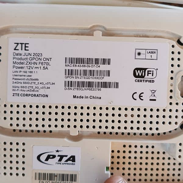 PTCL Flash fiber WiFi device 5G sported 9