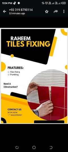 wasroom Tile and pipe fitnig /Tile Fixer/Tile fixing in Karachi