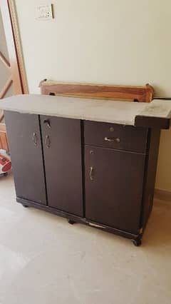 iron table plus cupboard