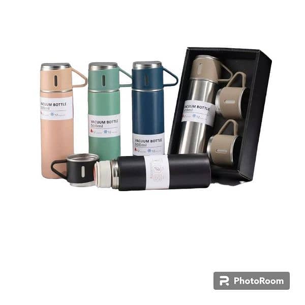 vacuum flask set with 3 cups 0